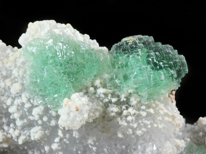 Stepped, Green Fluorite on Quartz - Fluorescent #45927